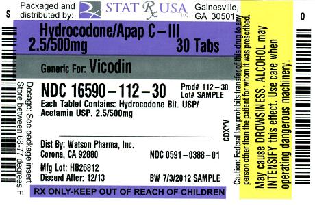 Hydrocodone 2.5/500mg